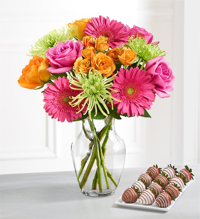 Deliciously Decadent™ Vibrant Blooms & Drizzled Strawberries